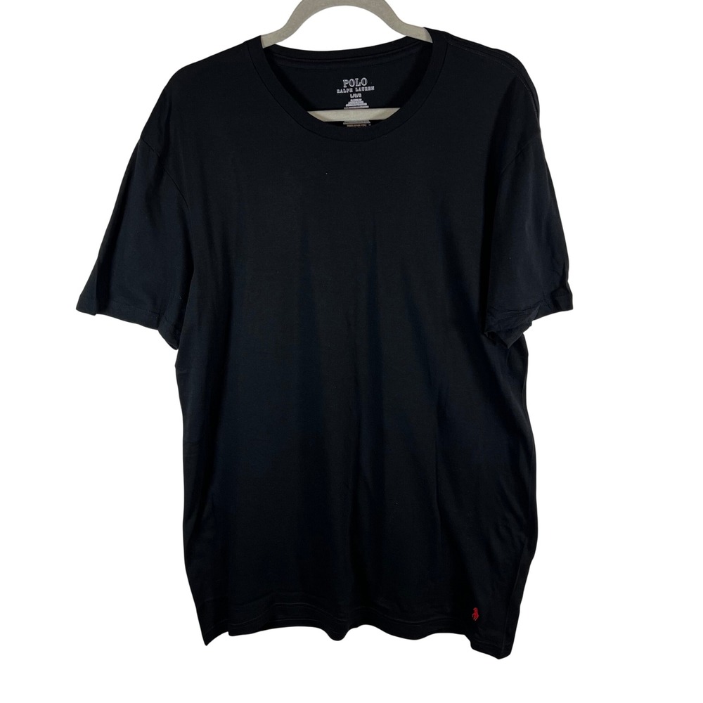 Polo Ralph Lauren Mens Classic Fit Black Crew Neck T-Shirt Red‎ Pony Logo Large